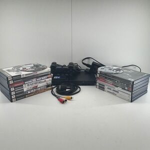 Sony PlayStation 2 Slim SCPH-79001 Console Bundle 15 Games Tested Cords